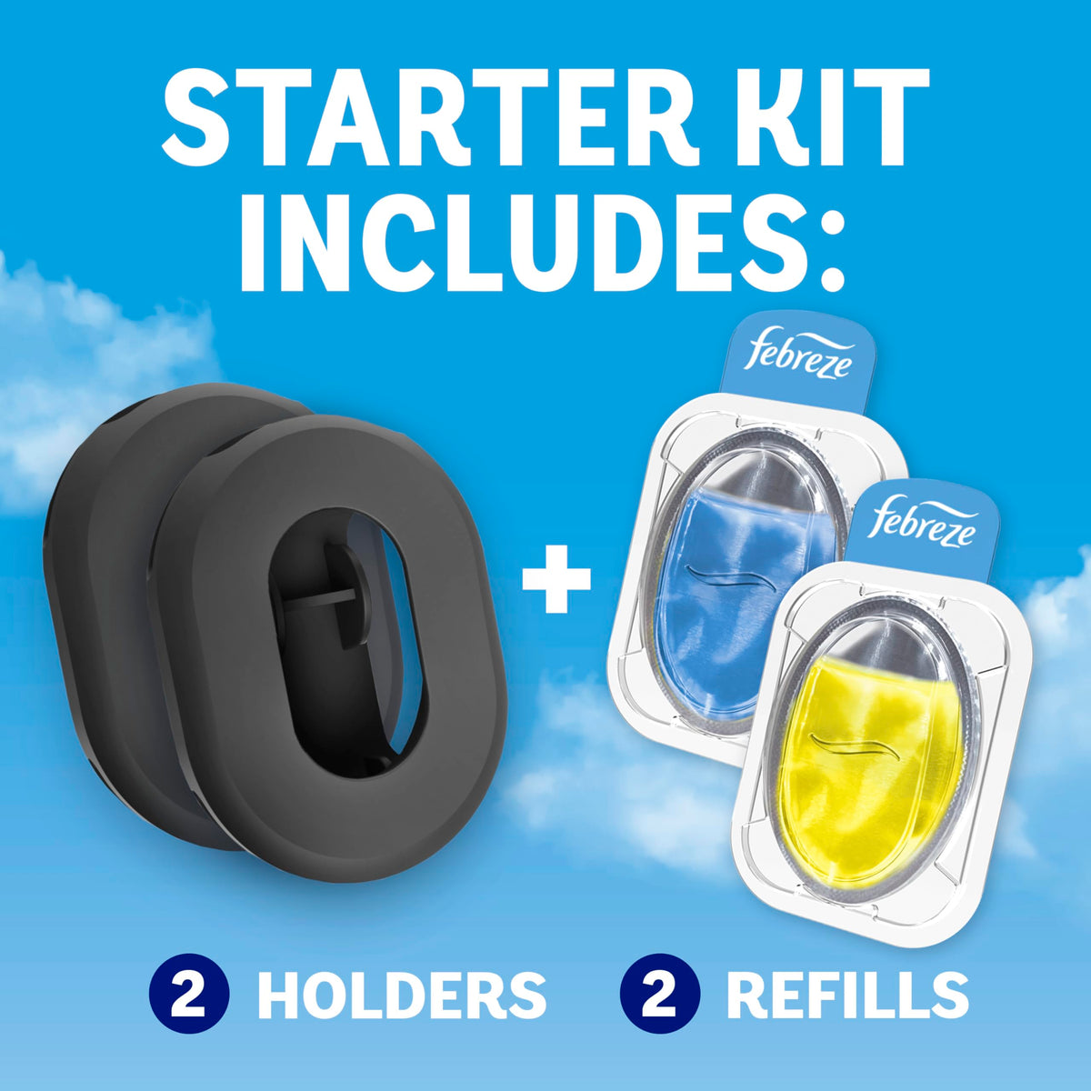 Can Air Freshener Stick-On Deodorizer, 2 Holders + 2 Refills K9301