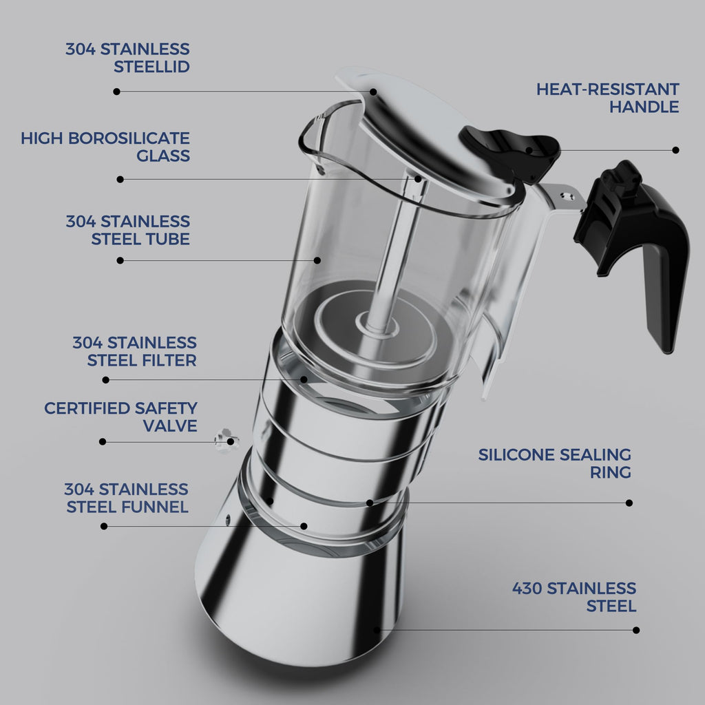 Induction Stovetop Espresso Maker 240ml 6cup F930