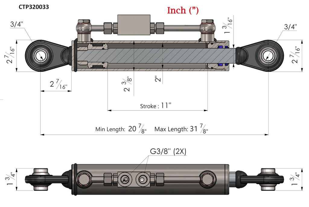 Hydraulic Top Link Cat 1-1 with Locking Block N86267