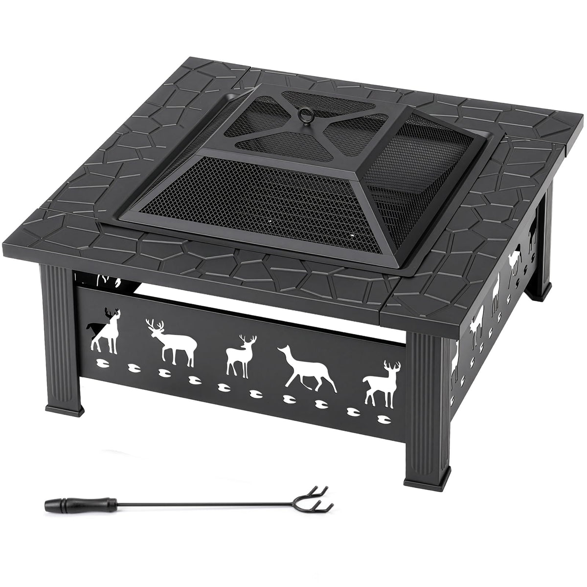 32 Inch Square Wood Burning Fire Pit Table P28678
