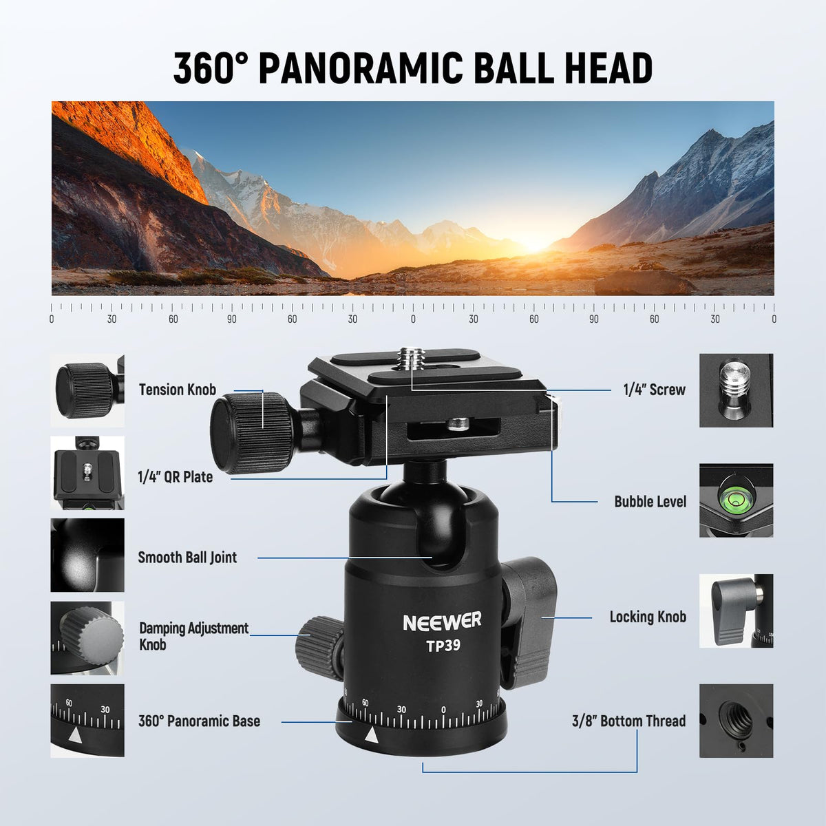 Carbon Fiber Camera Tripod Monopod 65" Lightweight Compact Travel DSLR Video Stand 360° Ball Head 13.2 lbs E963895