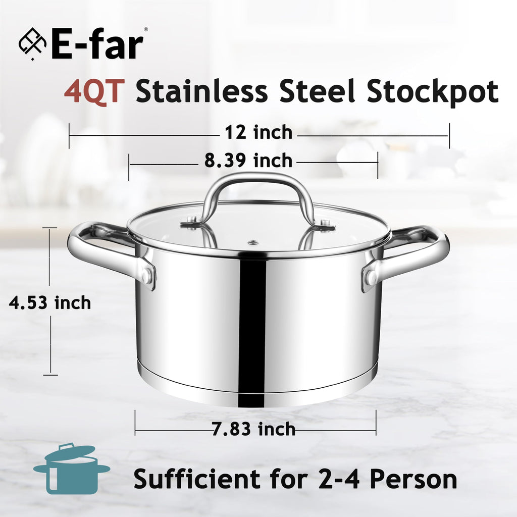 4 Quart Stainless Steel Stock Pot with Lid R62707