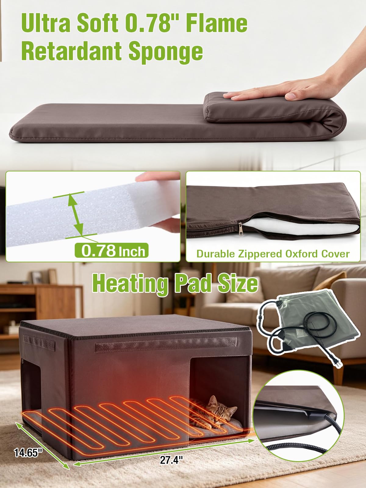 6-Sides Insulated Outdoor Heated Cat House S861023