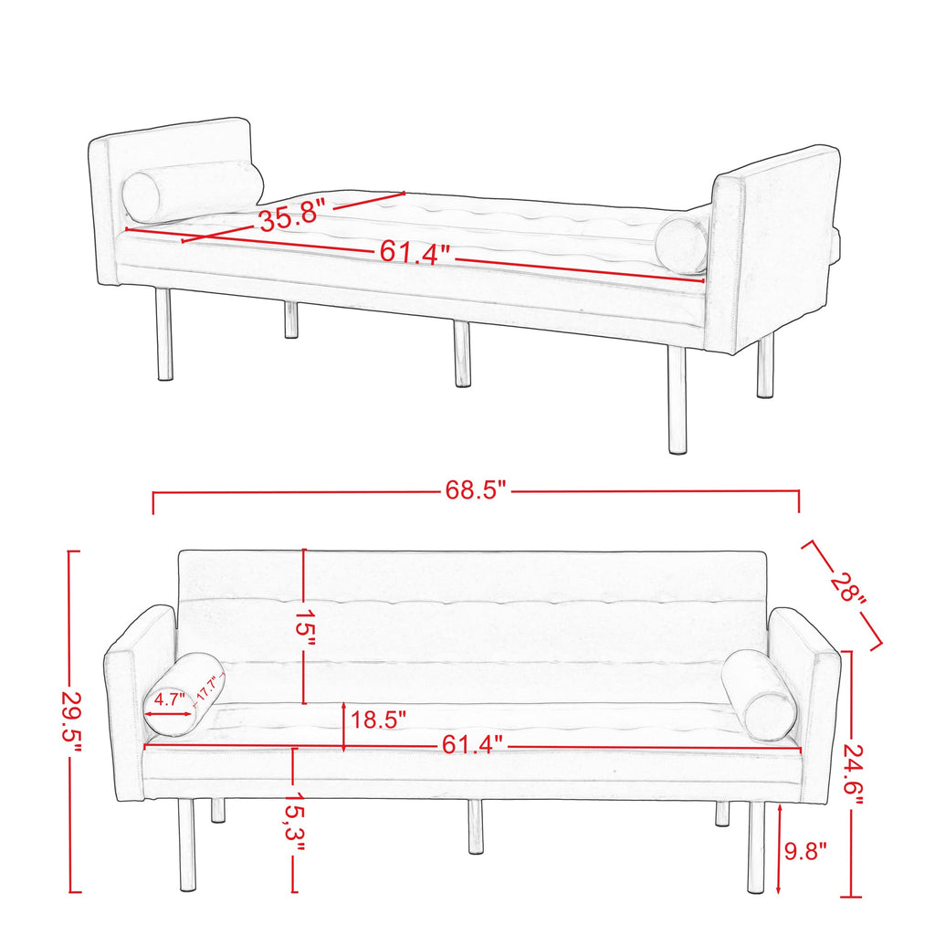 Orange Twin Size Convertible Sofa Bed M450114