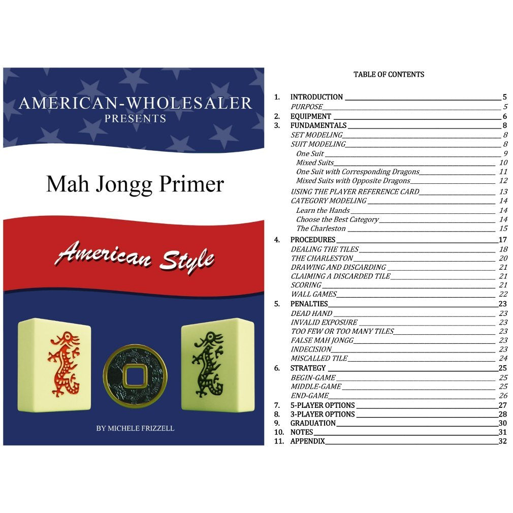American Mah Jongg Set - 166 White Tiles, 4 Rack/Pushers, Blue Canvas Bag V435960