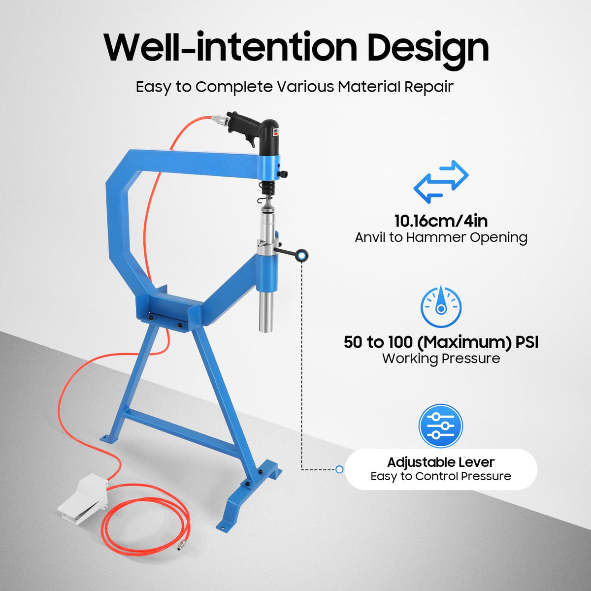 Pneumatic Planishing Hammer with Foot Pedal & Steel Stand G63173
