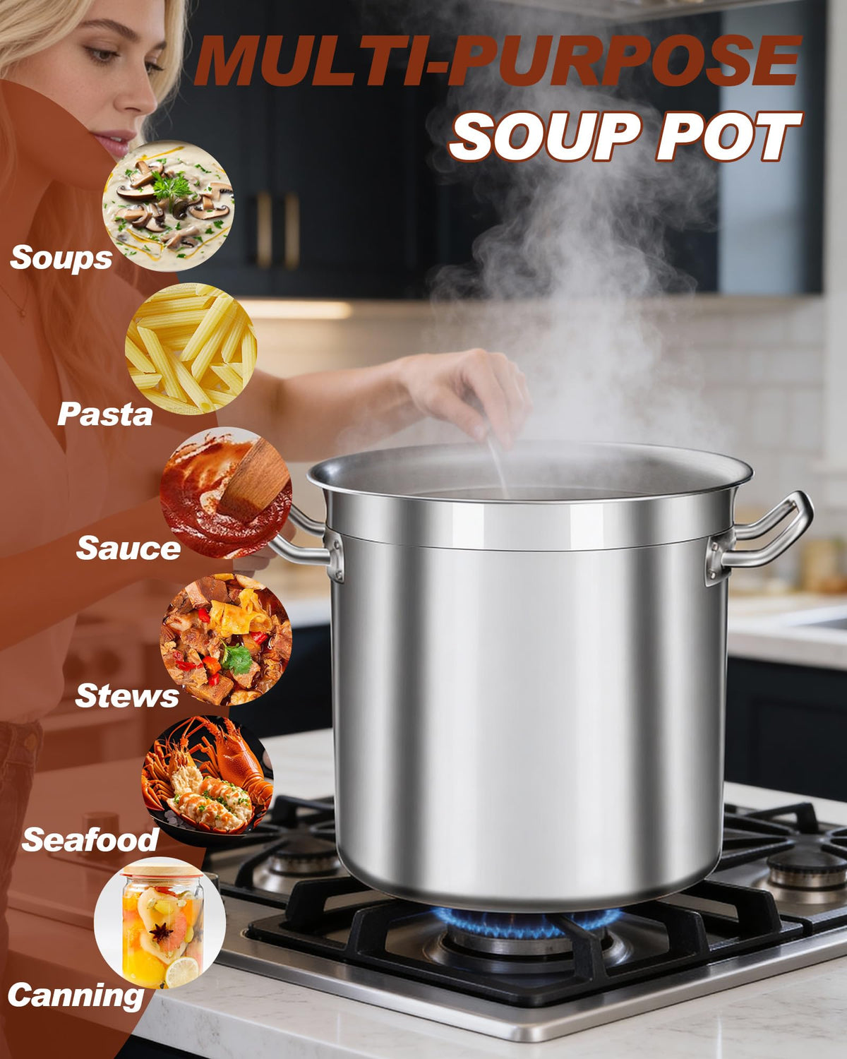40 Quart Stainless Steel Stock Pot with Lid G3128