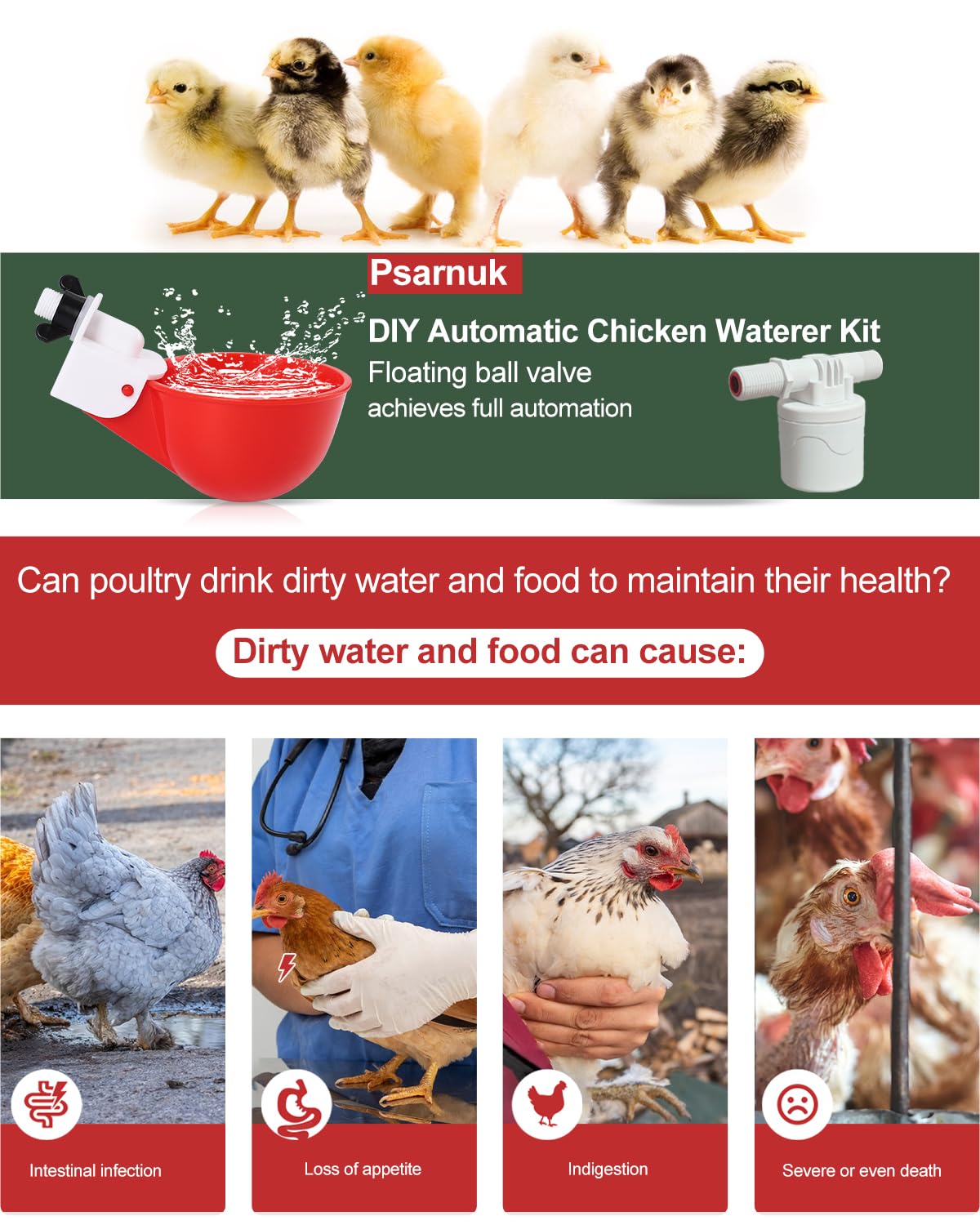 Automatic Chicken Waterer Kit with 4 Cups K4320