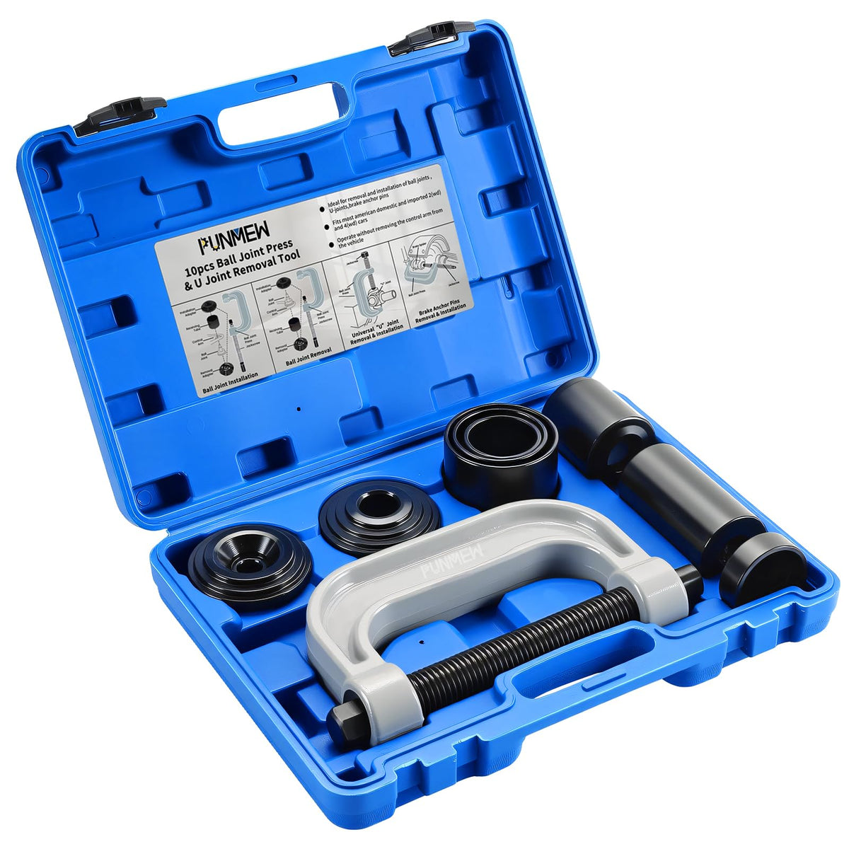 10 pcs Ball Joint Press & U Joint Removal Tool Kit with 4 * 4 Adapters F56543