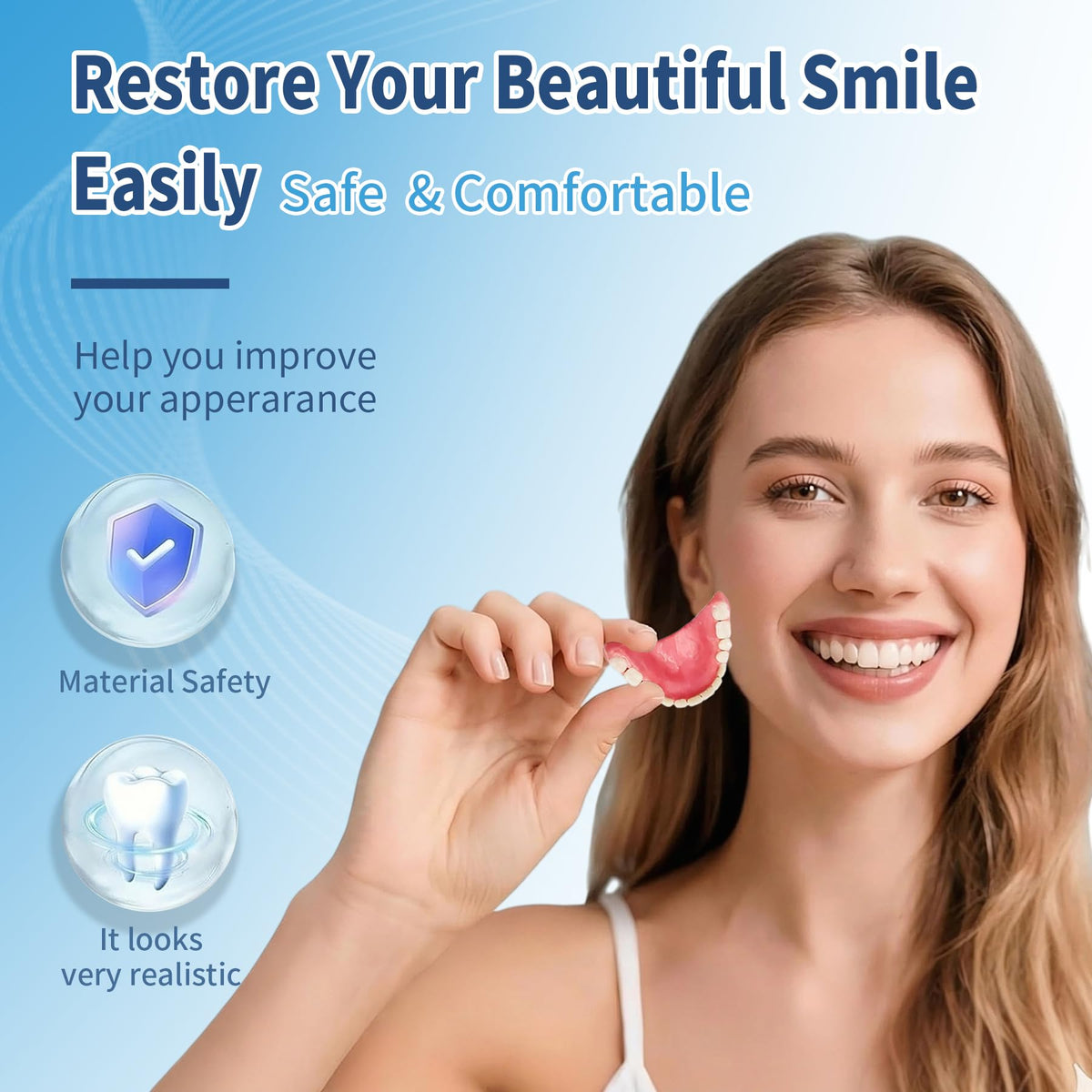 DIY Denture Kit Top & Bottom Fake Teeth D4173