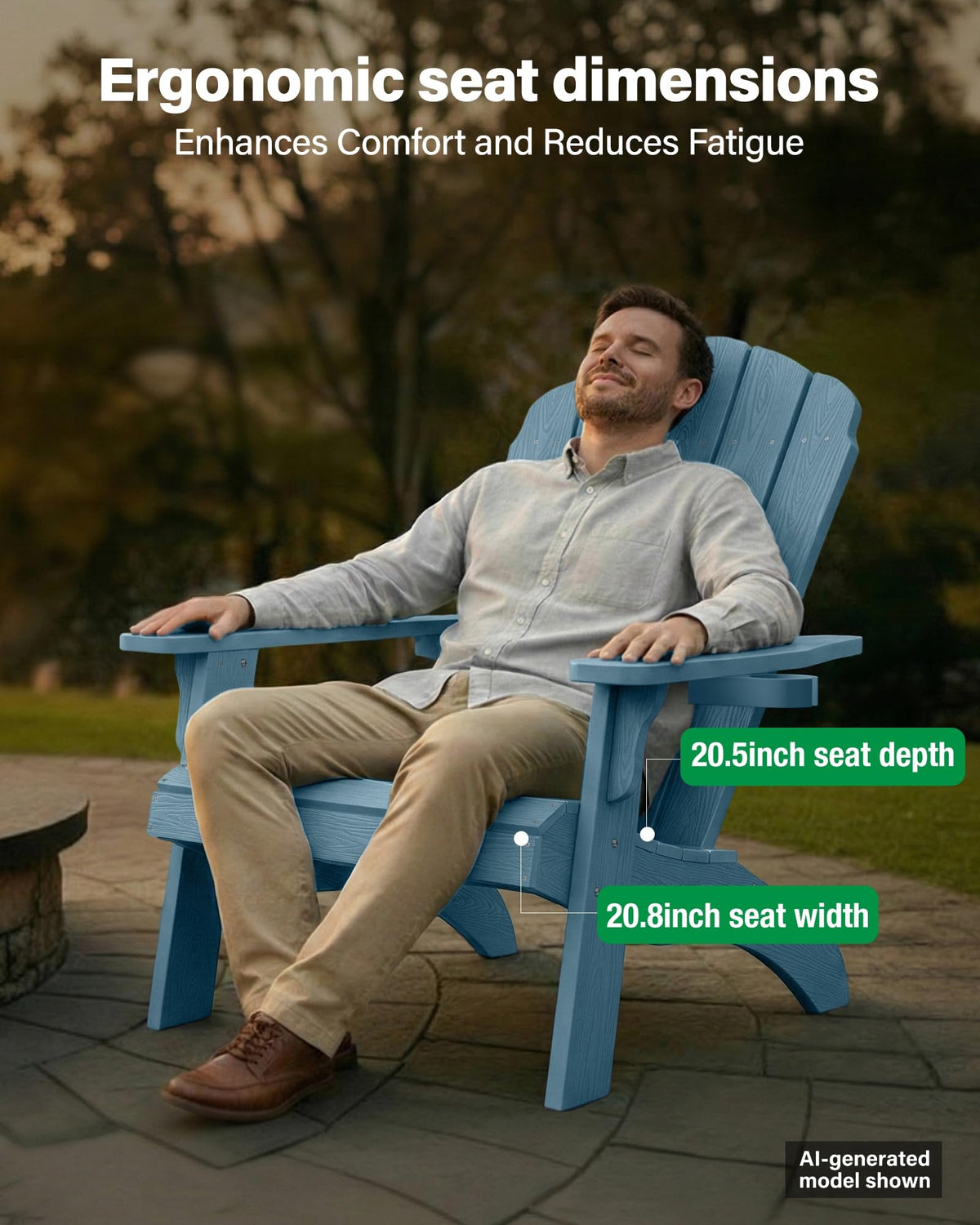 Oversized Adirondack Chair Set of 4 Blue V7009