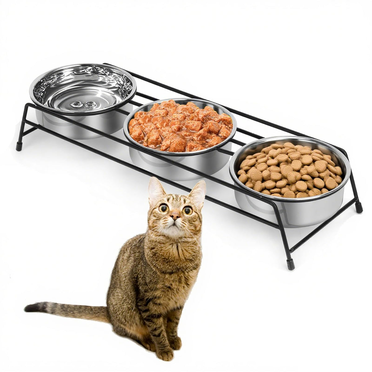 Raised Cat Bowls 3 Stainless Steel A99616