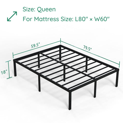 18 Inch High Queen Size Bed Frame with Storage C2688