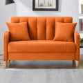 52" Orange Velvet 2 Seater Sofa with 2 Pillows A320887