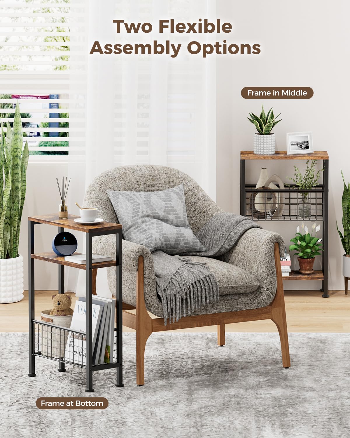 Narrow 3-Tier Wooden Side Table K1410