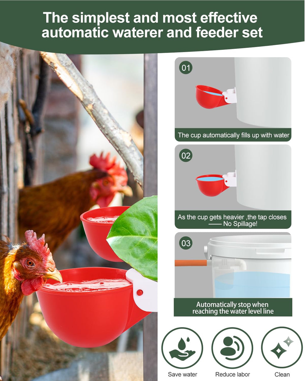 Automatic Chicken Waterer Kit with 4 Cups K4320