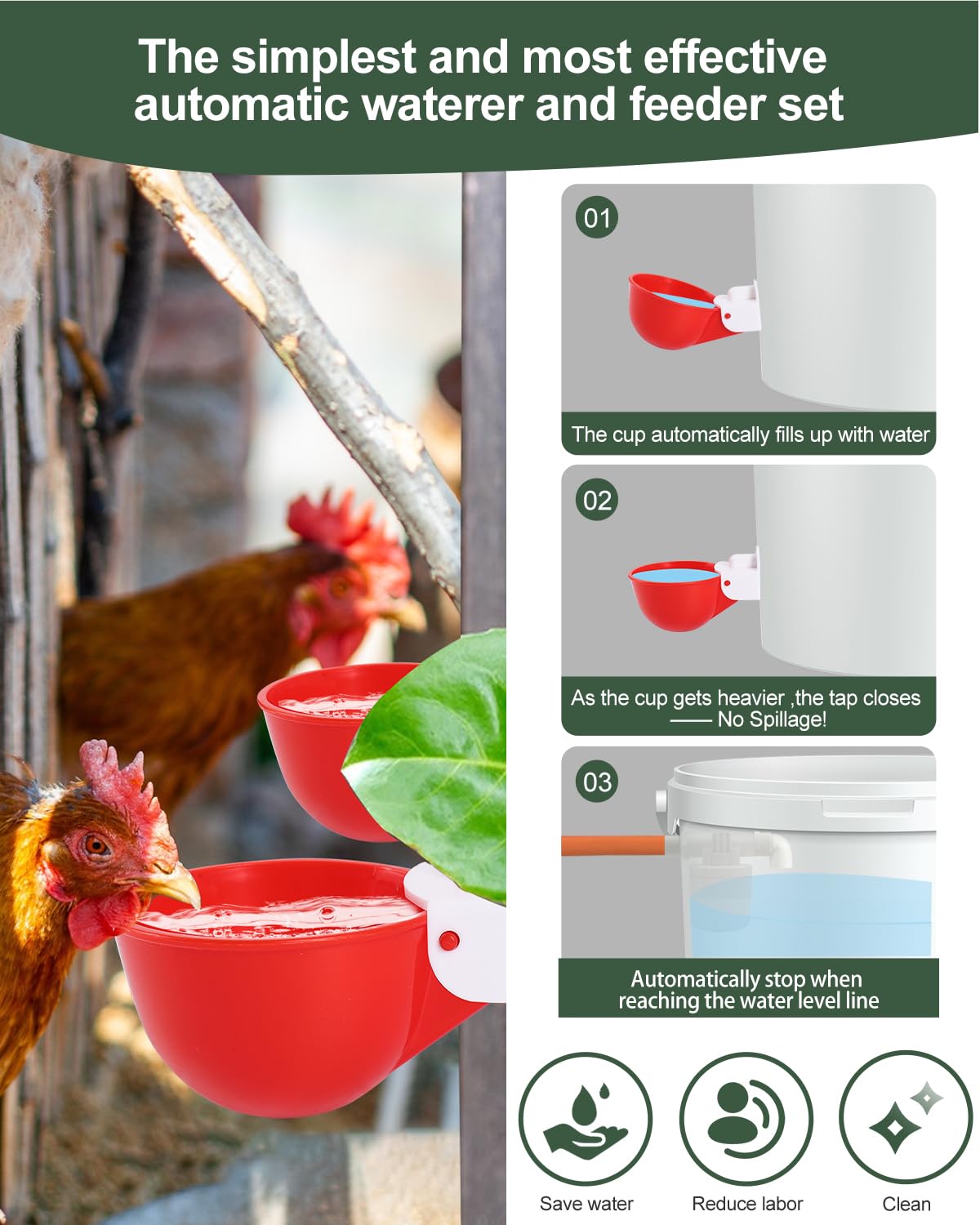 Automatic Chicken Waterer Kit with 4 Cups K4320