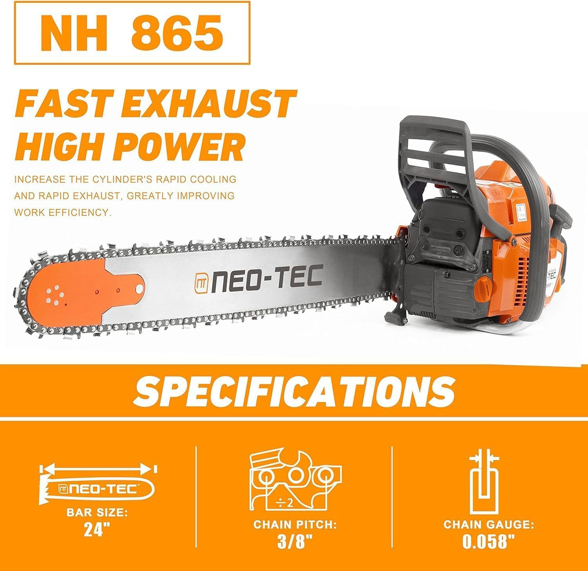 65cc Gas Chainsaw with 24 Inch Bar and Chain P594771