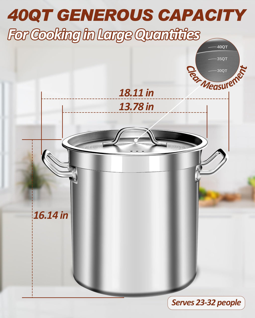 40 Quart Stainless Steel Stock Pot with Lid G3128