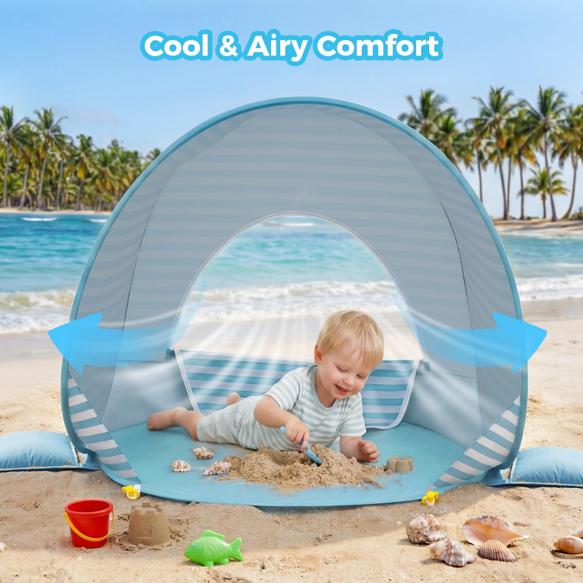 Pop Up Baby Beach Tent with UPF50+ UV Protection C9579