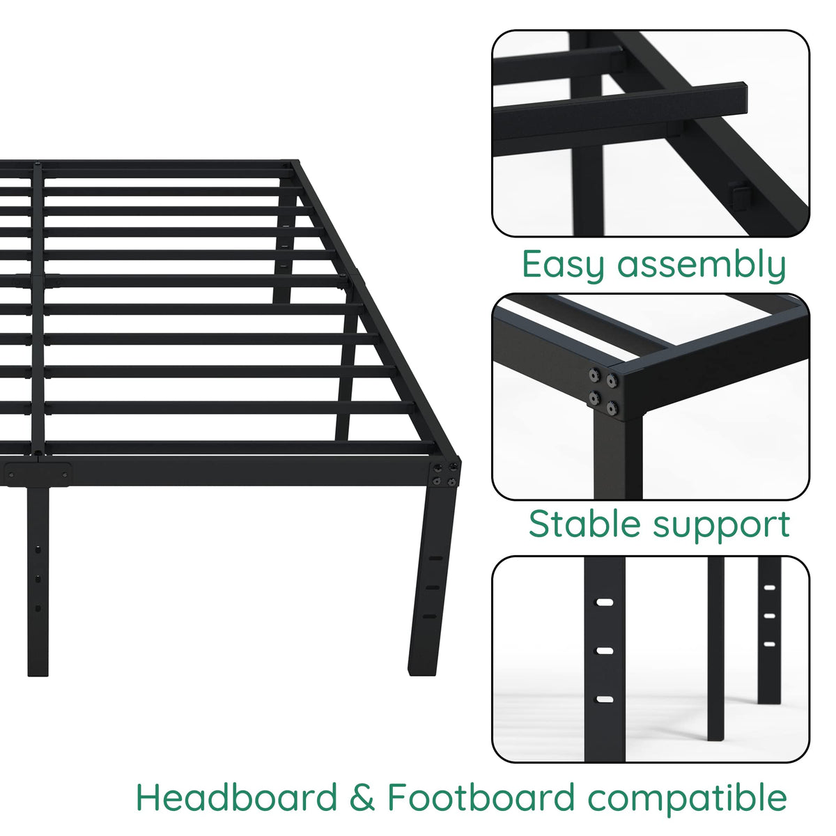 18 Inch High Queen Size Bed Frame with Storage C2688