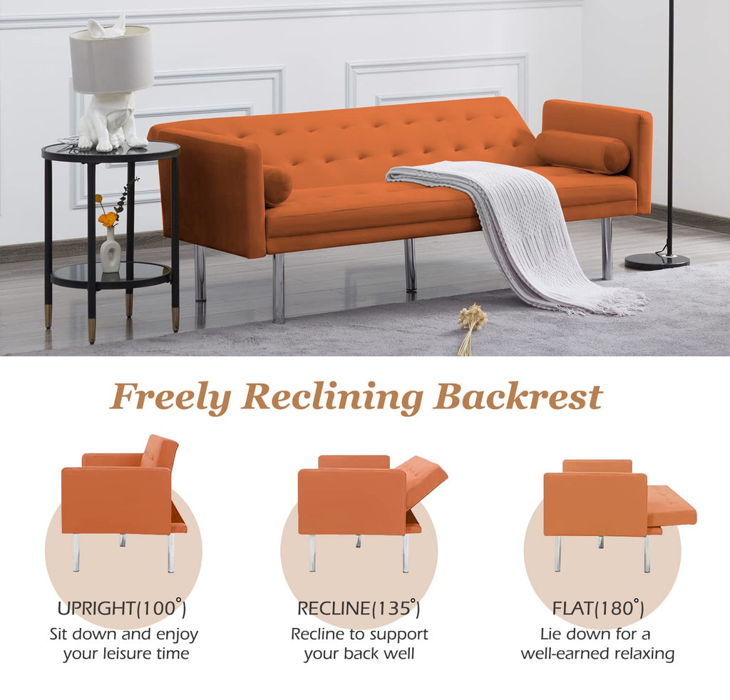Orange Twin Size Convertible Sofa Bed M450114
