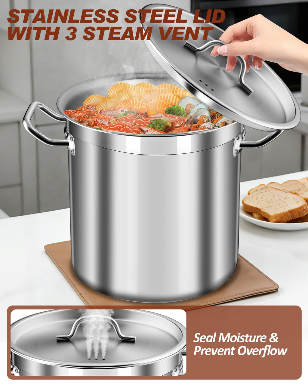 40 Quart Stainless Steel Stock Pot with Lid G3128