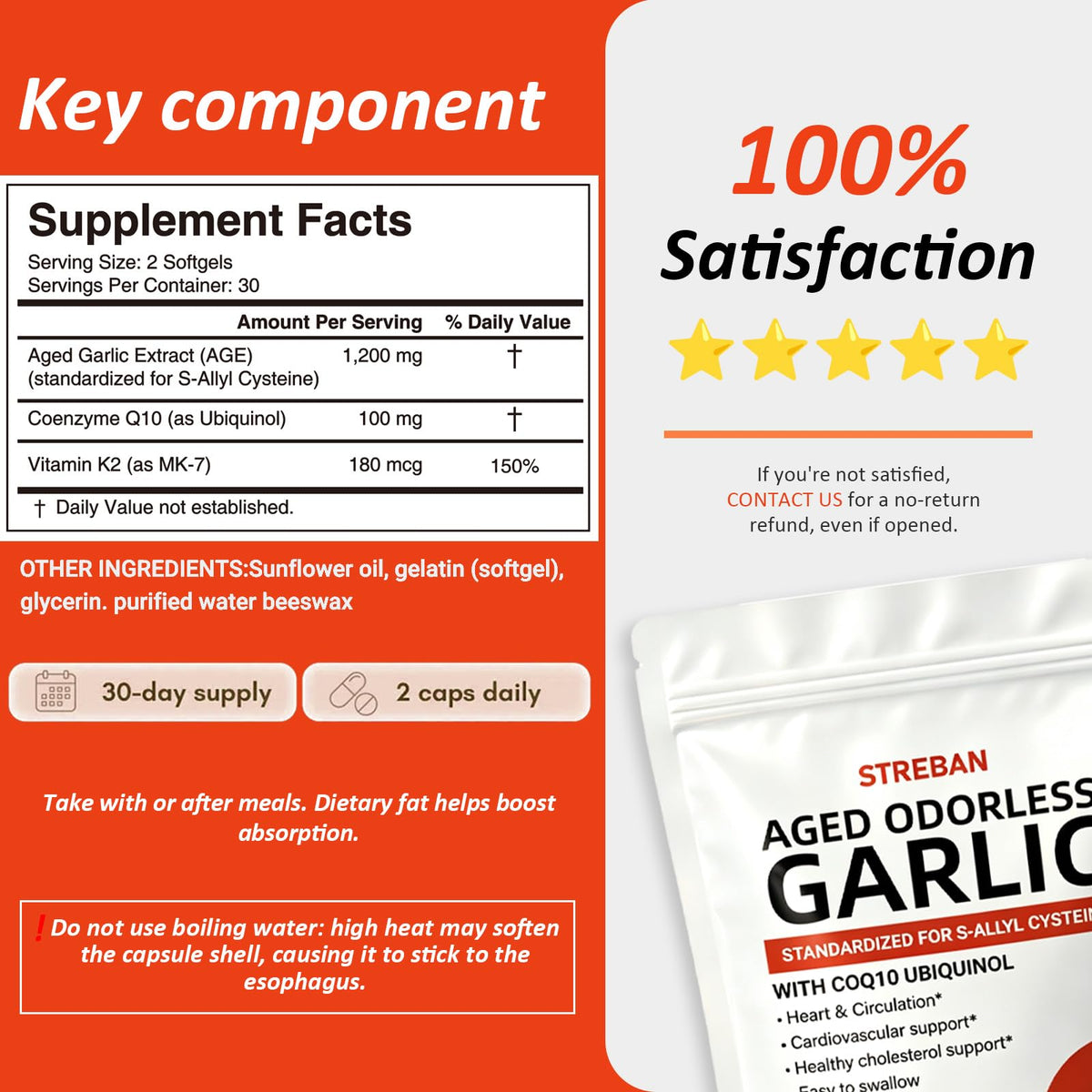 Odorless Garlic Supplement 600mg Softgels B93706