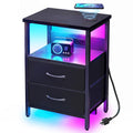 Black Smart Nightstand with Wireless Charging B87776