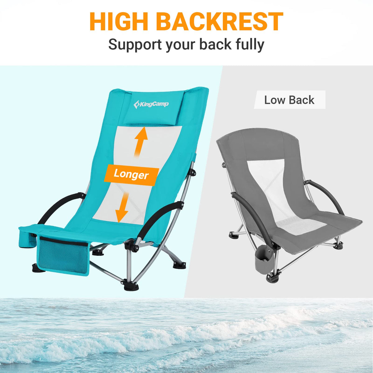 High Back Folding Beach Chair 2 Packs W308908