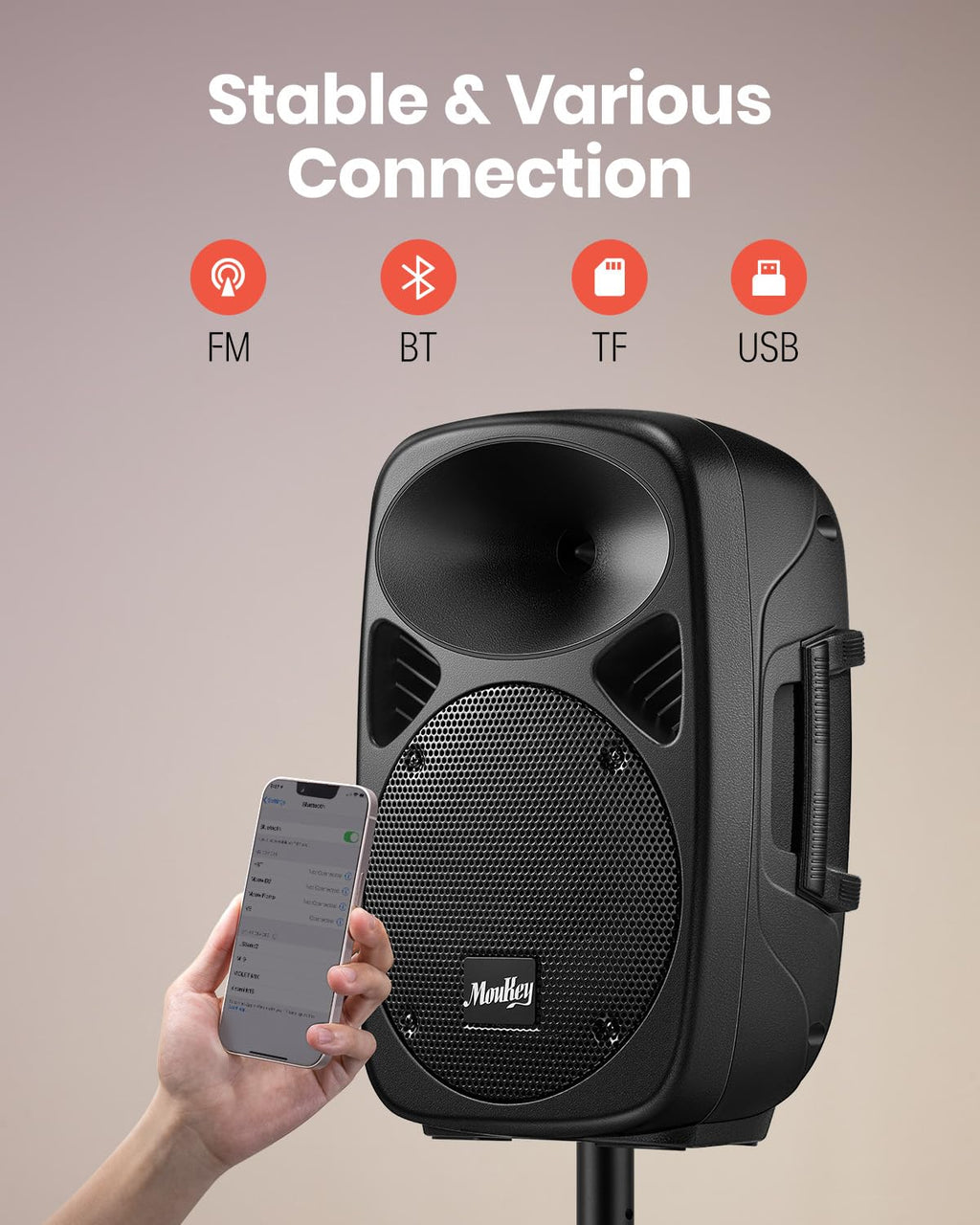 8 Inch Rechargeable PA Speakers with Tripod Stands X20345
