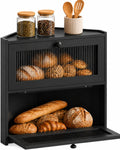 Double Layer Bamboo Bread Box with Wavy Windows A504