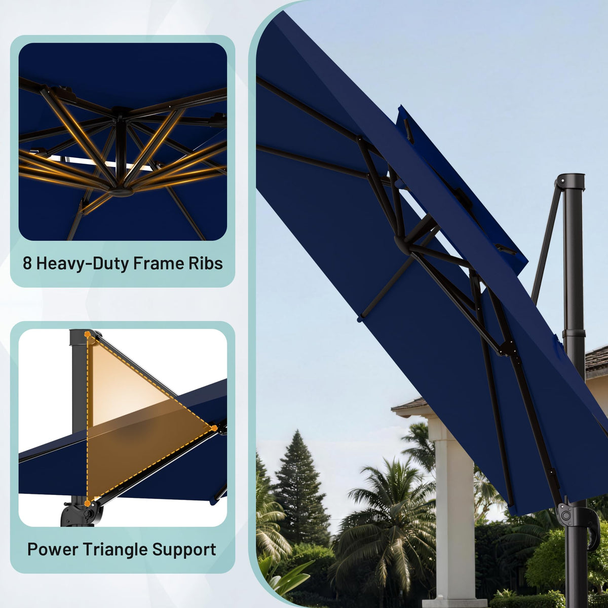 Navy Blue Cantilever Patio Umbrella L438520