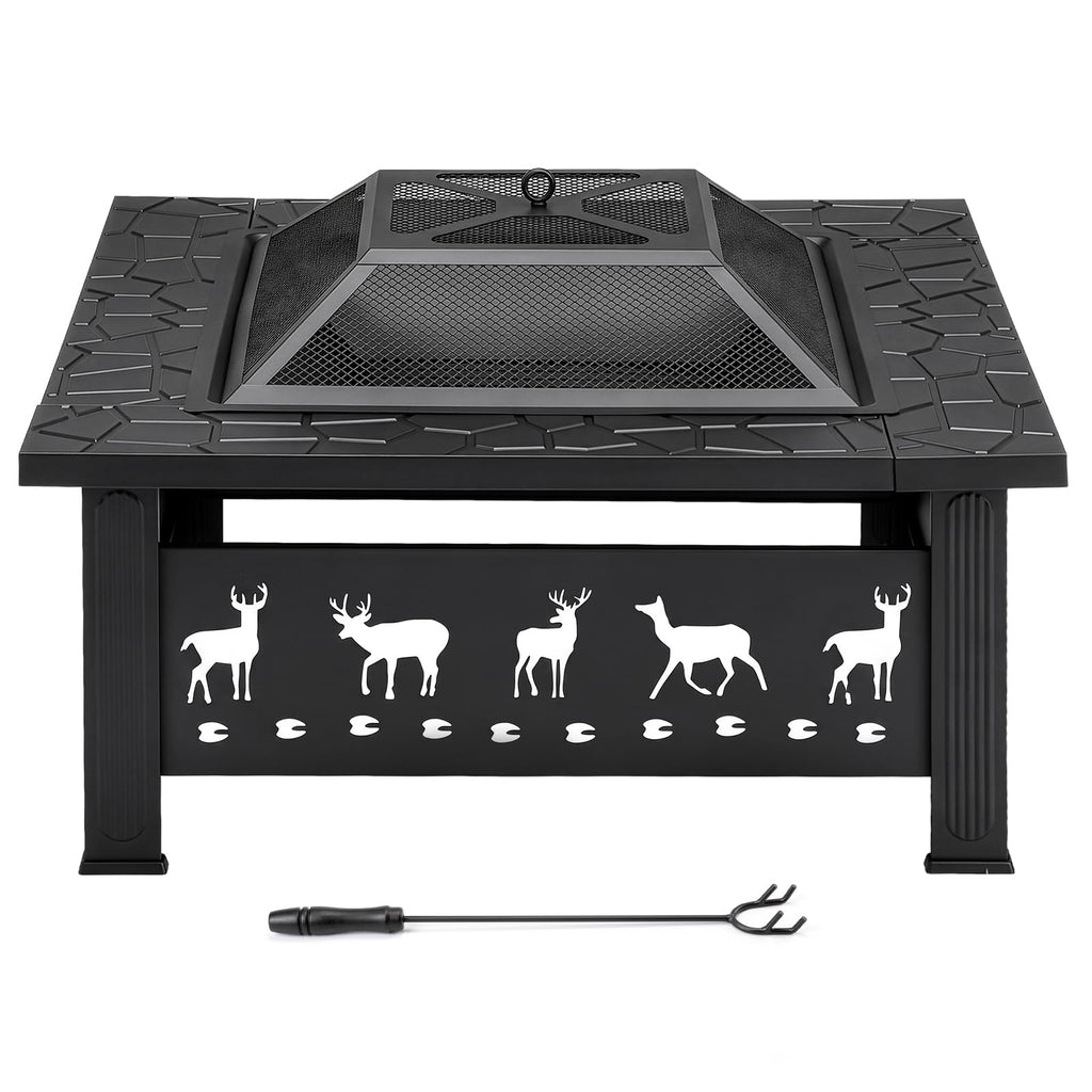 32 Inch Square Wood Burning Fire Pit Table P28678