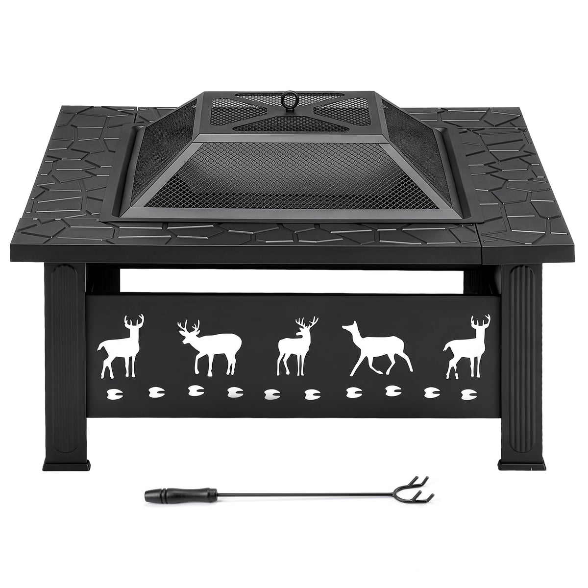32 Inch Square Wood Burning Fire Pit Table P28678