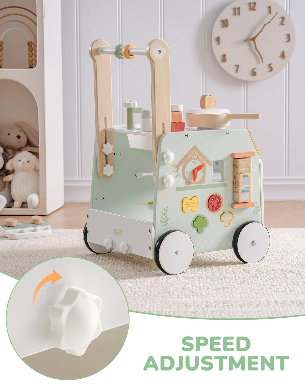 Wooden Baby Push Walker with Decelerator M8840