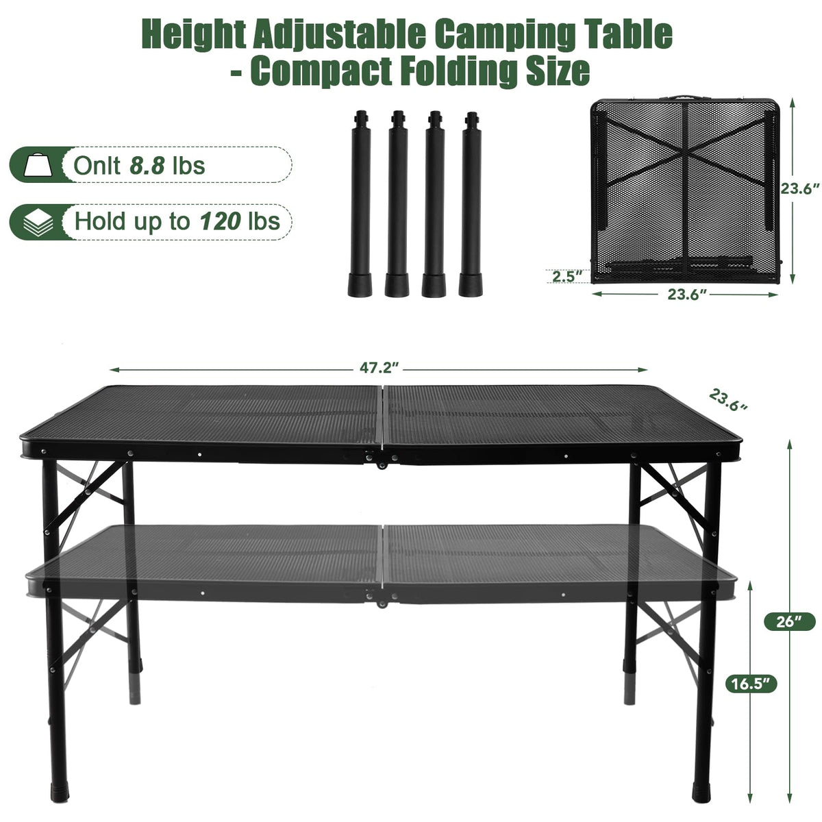 4Ft Metal Folding Camping Table D7941