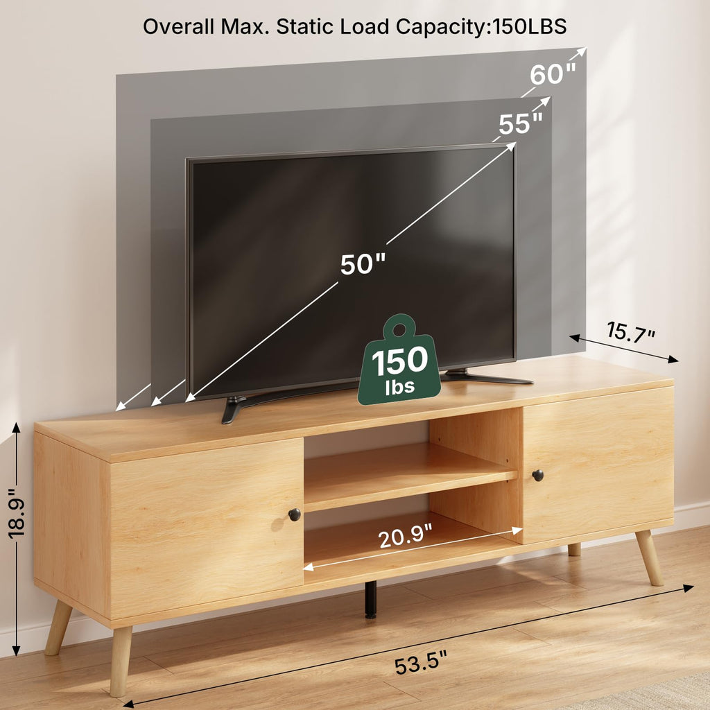 55 60 inch Wood TV Stand with 2 Cabinets H7467