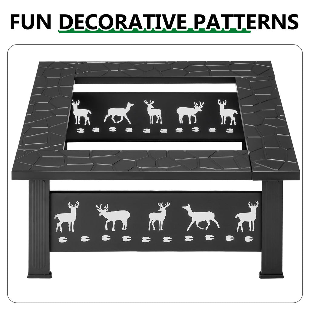 32 Inch Square Wood Burning Fire Pit Table P28678