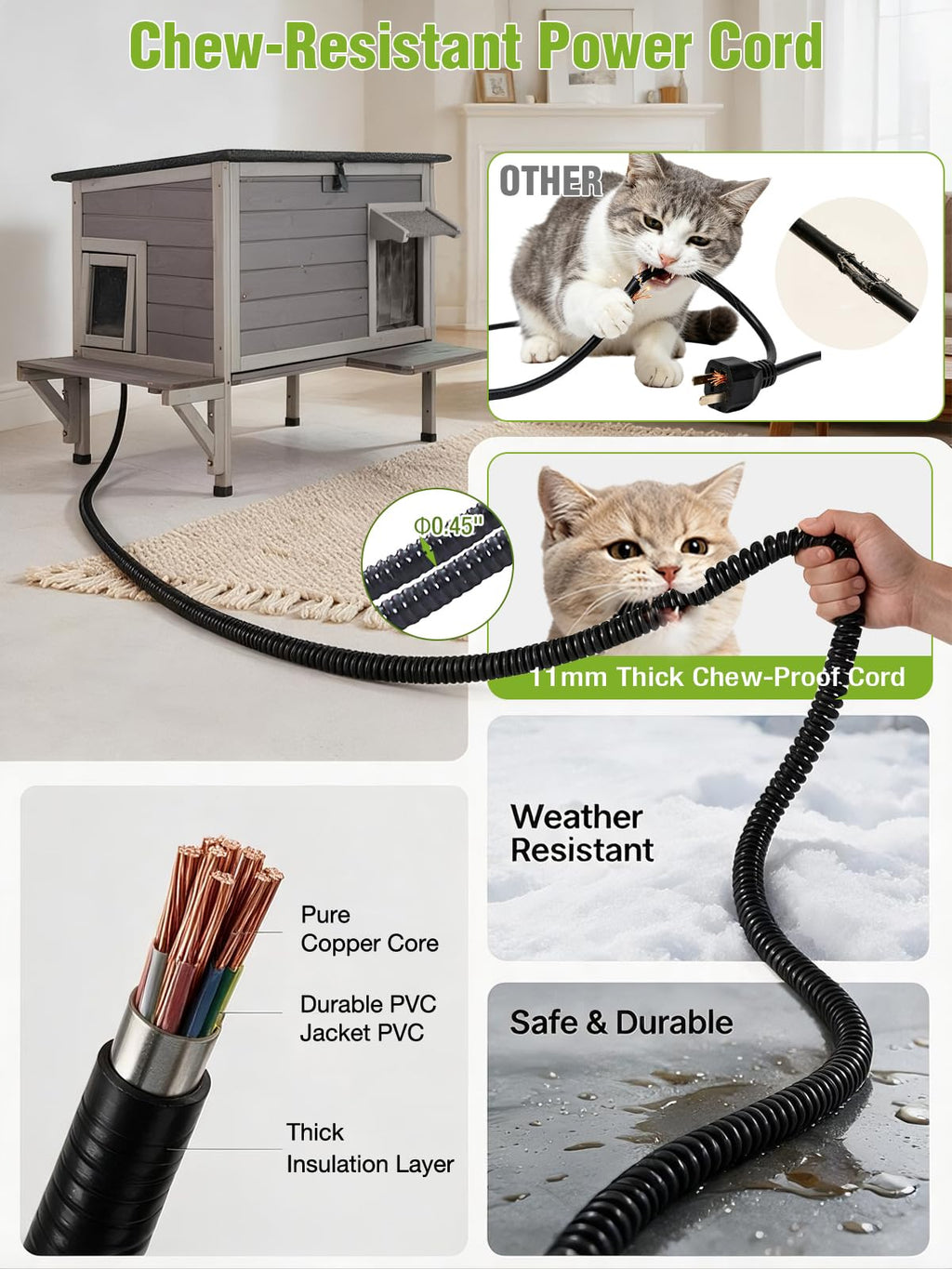 6-Sides Insulated Outdoor Heated Cat House S861023
