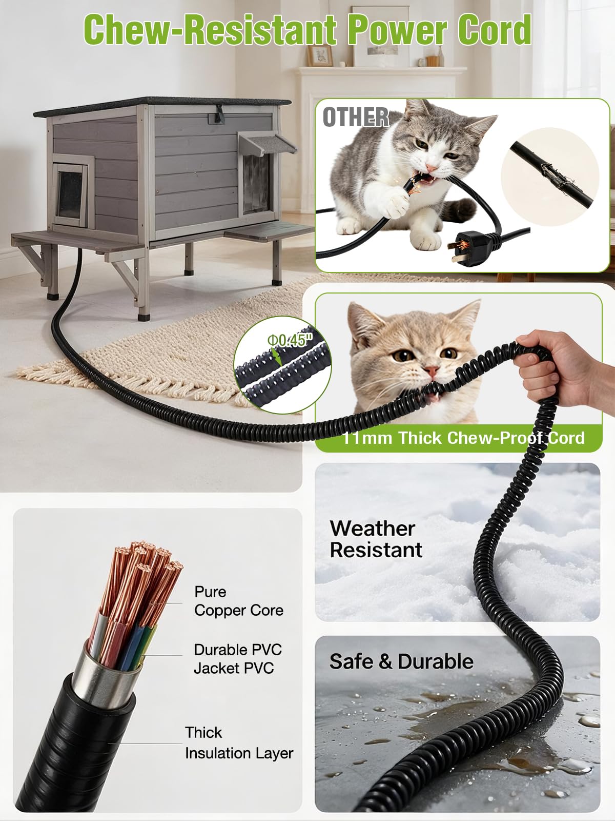 6-Sides Insulated Outdoor Heated Cat House S861023