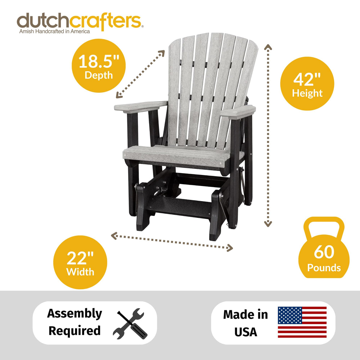 Tudor Brown Cedar Poly Adirondack Glider Outdoor Chair O969243