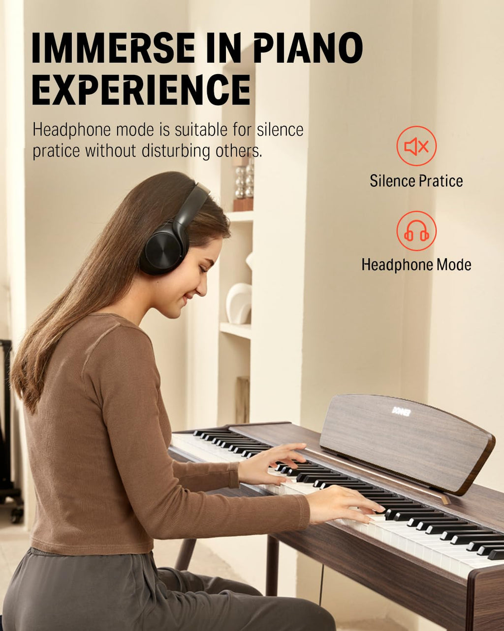 88 Keys Weighted Hammer Mechanism Digital Piano with Stand and Triple Pedal D52917