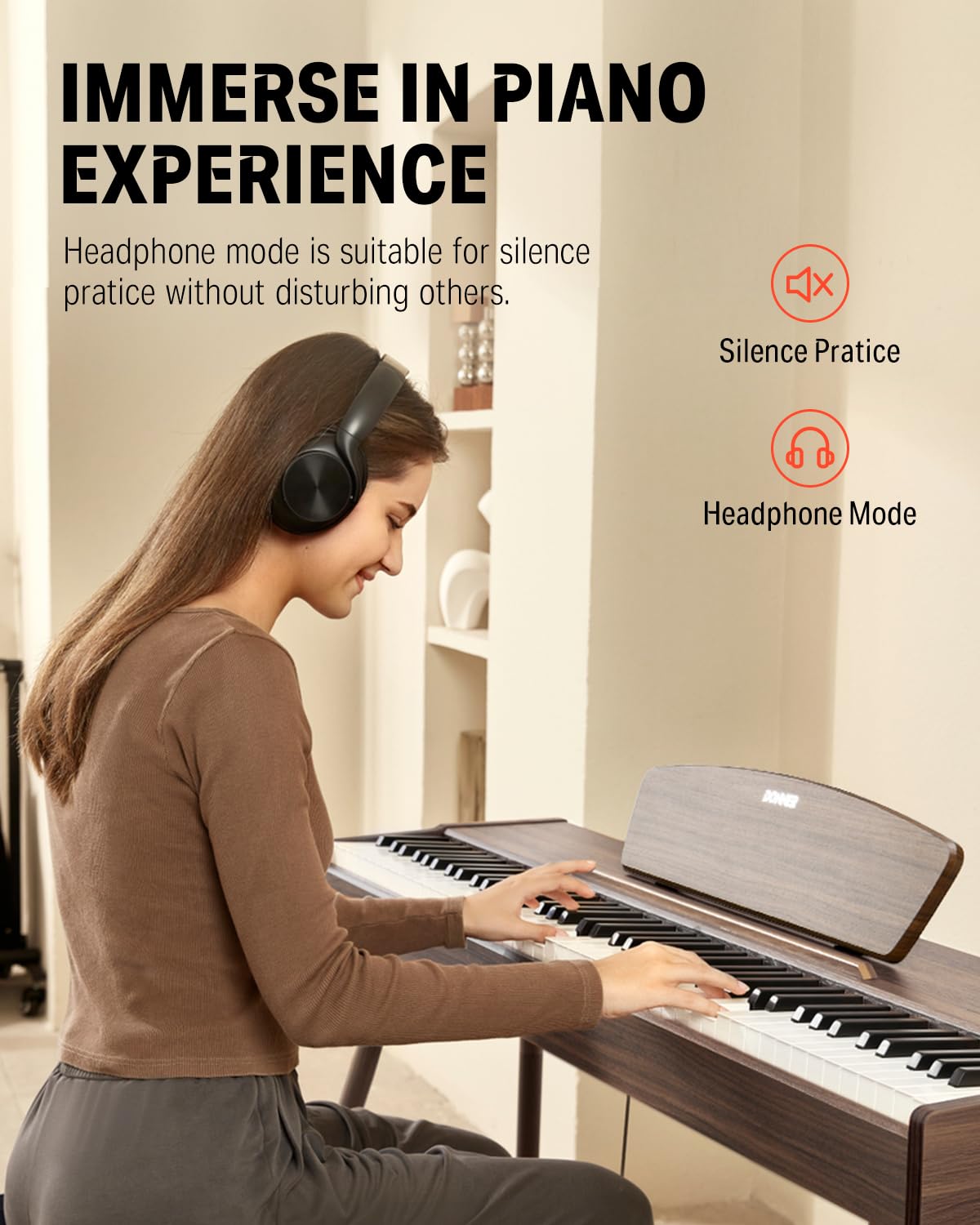 88 Keys Weighted Hammer Mechanism Digital Piano with Stand and Triple Pedal D52917