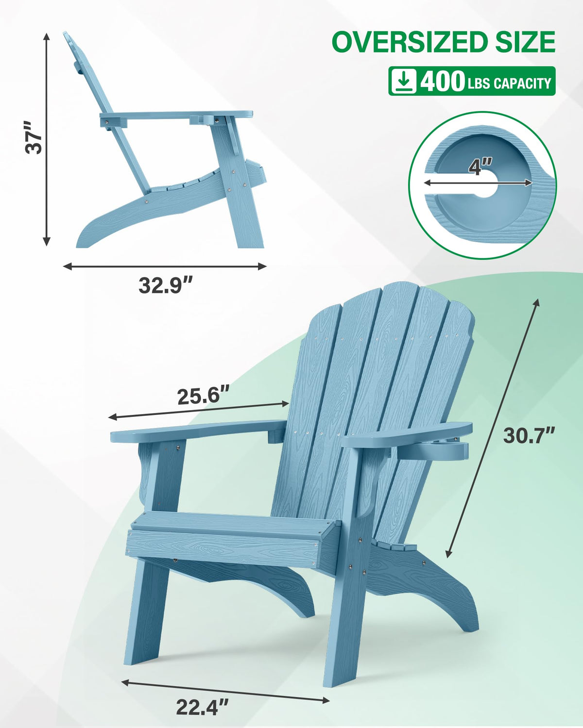 Oversized Adirondack Chair Set of 4 Blue V7009