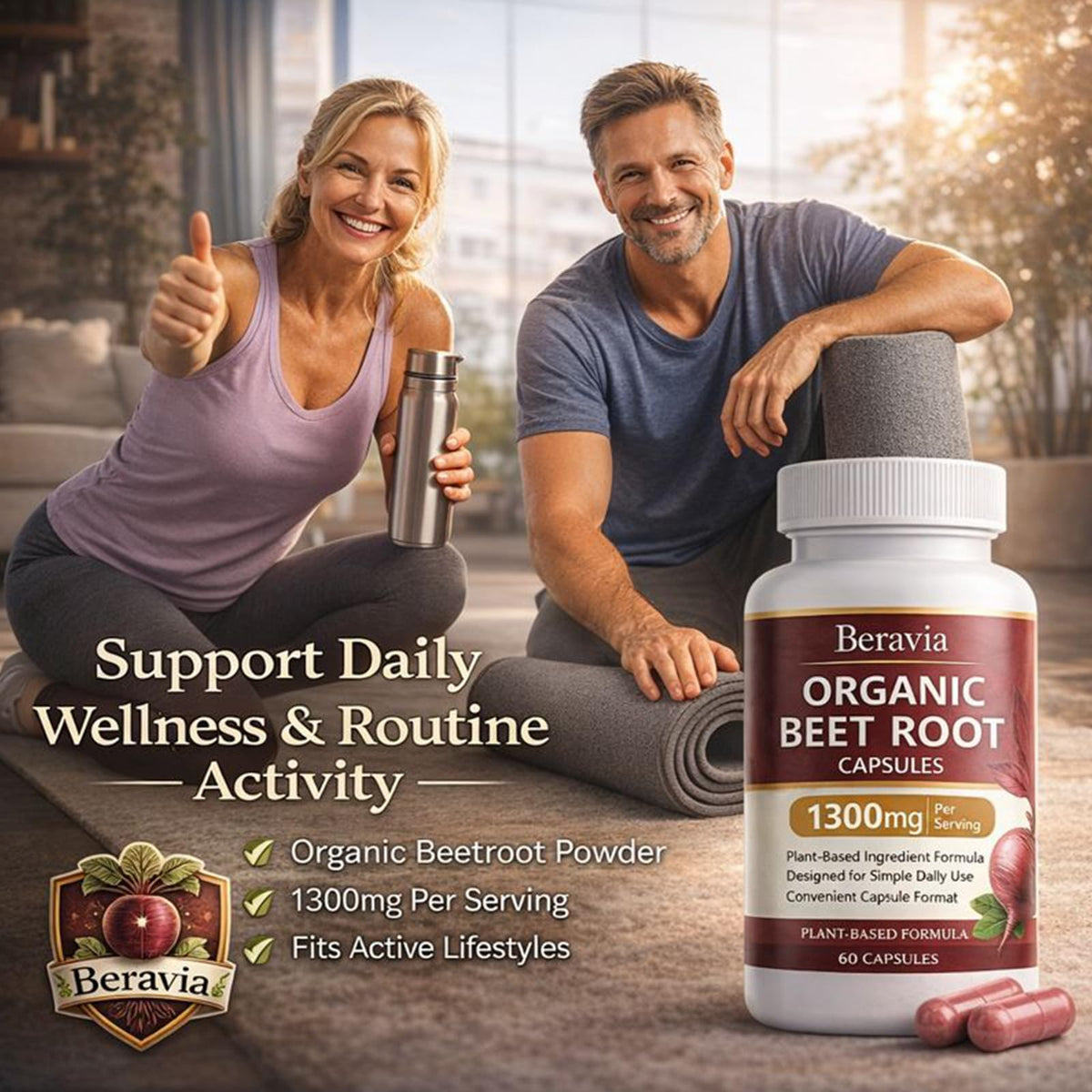 Organic Beet Root Capsules 1300 mg 60 Capsules P649