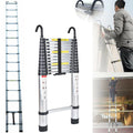 Aluminum Telescoping Ladder with Hooks, 20.3FT One Button Retraction 330lbs Capacity F2643
