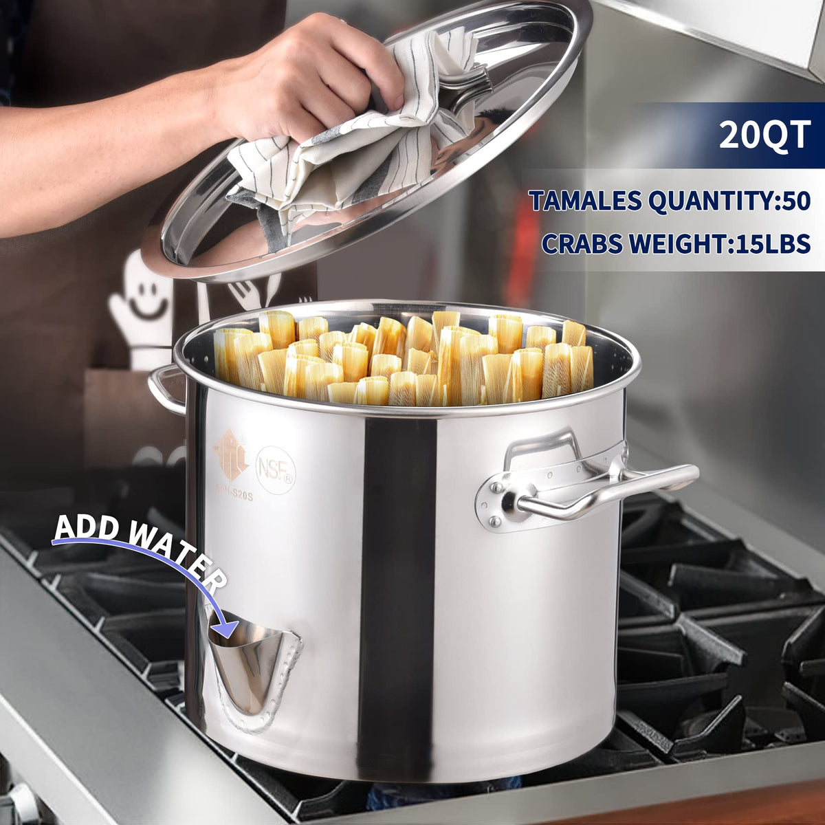 20QT Stainless Steel Tamale Steamer Pot R7046