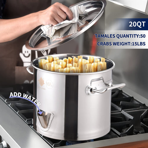 20QT Stainless Steel Tamale Steamer Pot R7046