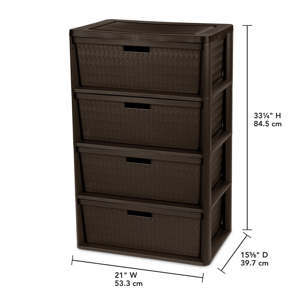 Brown 4 Drawer Plastic Storage Tower A854158